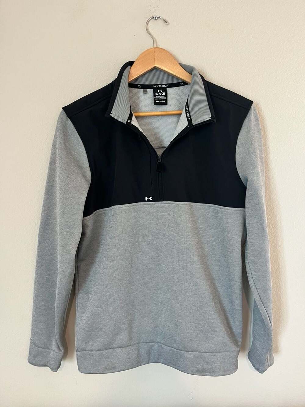 Under Armour, Storm Golf Fleece 1/4 Zip Pullover, Grey/Black, Elevated, Small